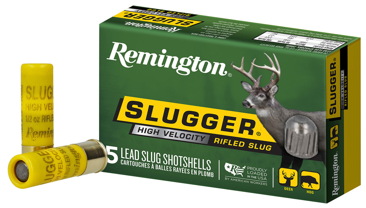 Remington Ammunition 28608 Slugger High Velocity 20 Gauge 2.75" 1/2 oz 1800 fps Rifled Slug Shot 5 Bx/50 Cs