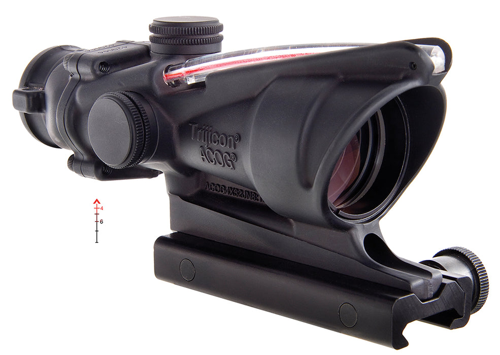 Trijicon 100215 ACOG  Black Hardcoat Anodized 4x32mm Illuminated Red Chevron .223/5.56 BDC Reticle