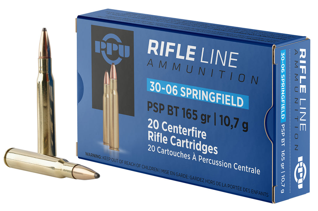 PPU PP30062 Standard Rifle  30-06Springfield 165gr Pointed Soft Point Boat Tail 20 Per Box/10 Case