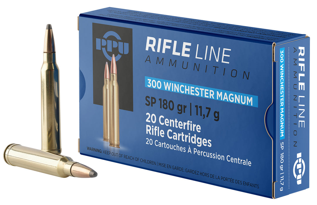 PPU PP3003 Standard Rifle  300WinMag 180gr Soft Point 20 Per Box/10 Case