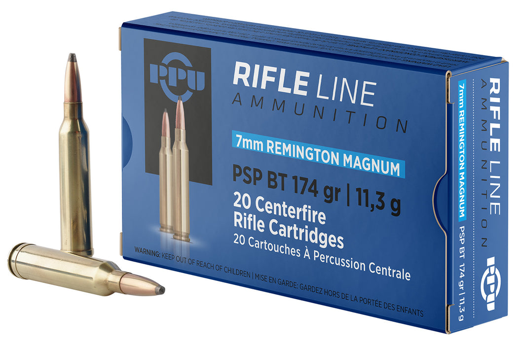 PPU PP7RM2 Standard Rifle  7mmRemMag 174gr Pointed Soft Point Boat Tail 20 Per Box/10 Case