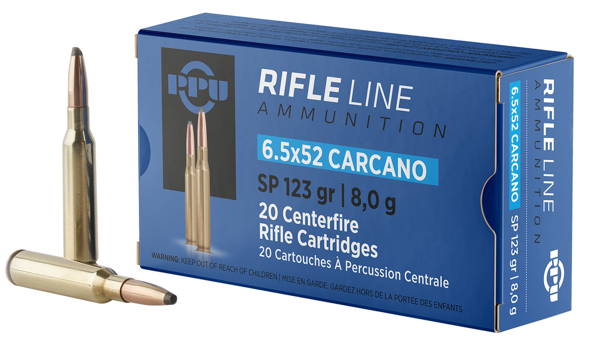 PPU PP6CS Metric Rifle  6.5x52mmCarcano 123gr Soft Point 20 Per Box/10 Case