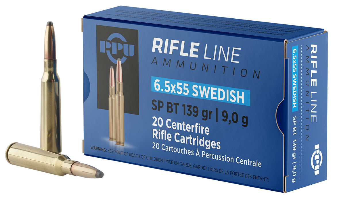 PPU PP6SWS Metric Rifle  6.5x55Swedish 139gr Soft Point Boat Tail 20 Per Box/10 Case