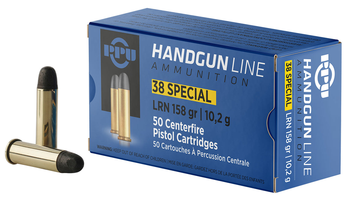 PPU PPH38SL Handgun  38Special 158gr Lead Round Nose 50 Per Box/10 Case