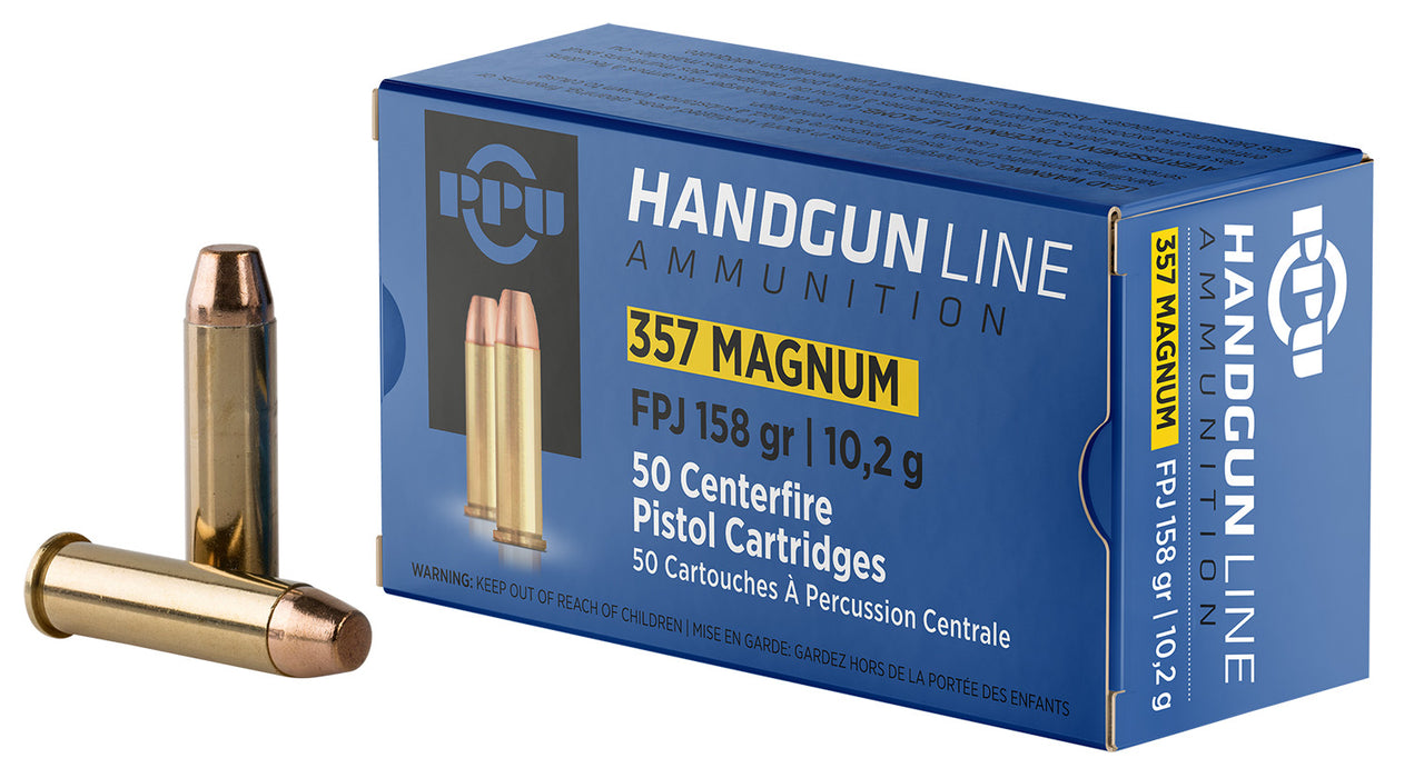 PPU PPH357MF Handgun  357Mag 158gr Flat Point Jacketed 50 Per Box/10 Case