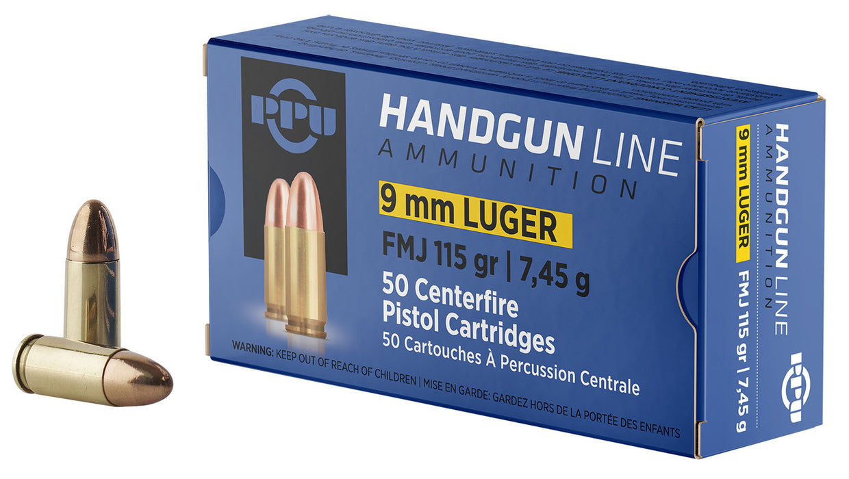 PPU PPH9F1 Handgun  9mmLuger 115gr Full Metal Jacket 50 Per Box/20 Case