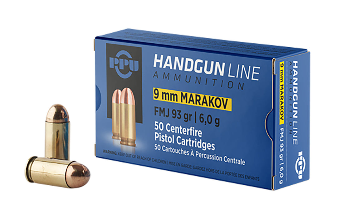 PPU PPH9MF Handgun  9x18Makarov 93gr Full Metal Jacket 50 Per Box/20 Case