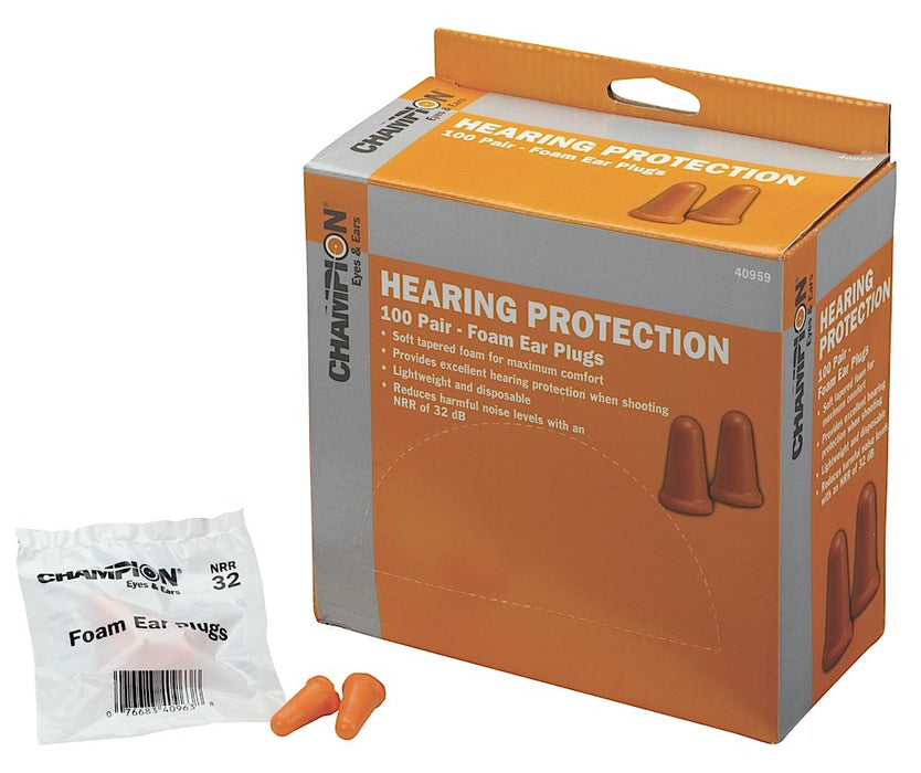 Champion Targets 40959 Molded Ear Plugs  32 dB In The Ear Contouring Orange Foam 100 Pair