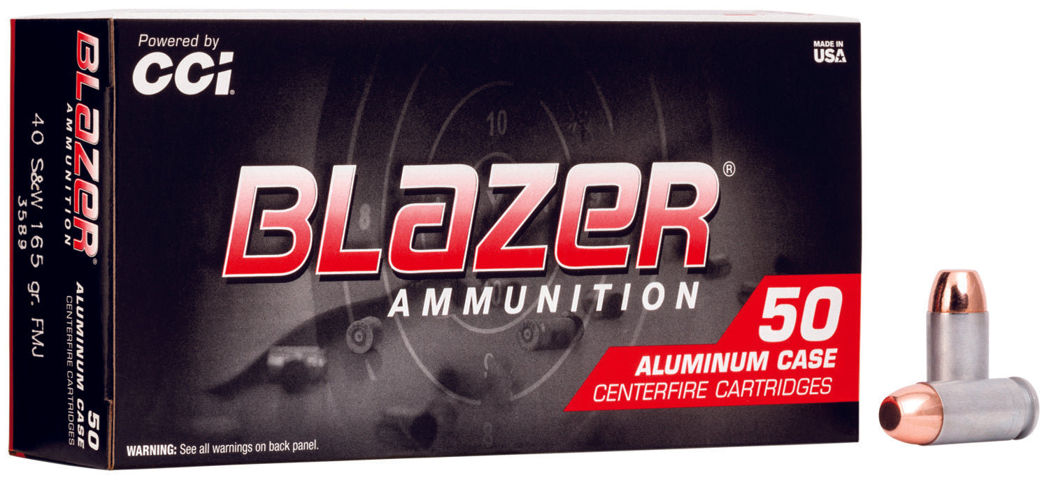 CCI 3589 Blazer  40 S&W 165 gr 1100 fps Total Metal Jacket (TMJ) 50 Bx/20 Cs