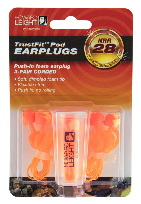 Howard Leight R02237 TrustFit Pod Earplugs Foam 28 dB Behind The Neck Orange Adult 3 Pair