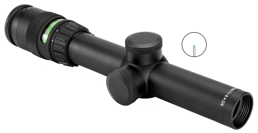 Trijicon 200057 AccuPoint  Black Hardcoat Anodized 1-4x 24mm 30mm Tube Illuminated Green Triangle Post Reticle