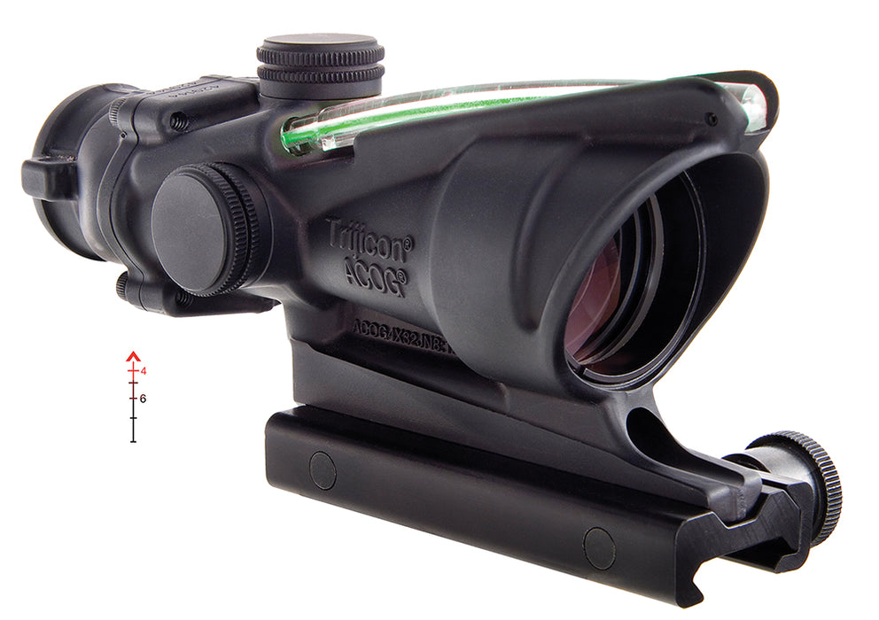 Trijicon 100218 ACOG  Black Hardcoat Anodized 4x 32mm Illuminated Green Chevron .223/5.56 BDC Reticle