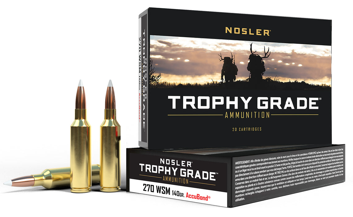 Nosler 60030 Trophy Grade  270WSM 140gr Nosler AccuBond 20 Per Box/10 Case