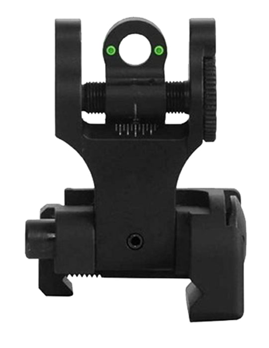 Troy Ind SSIGFBSRTBT00 Tritium Rear Folding BattleSight Round  Black Hardcoat Anodized for AR-15