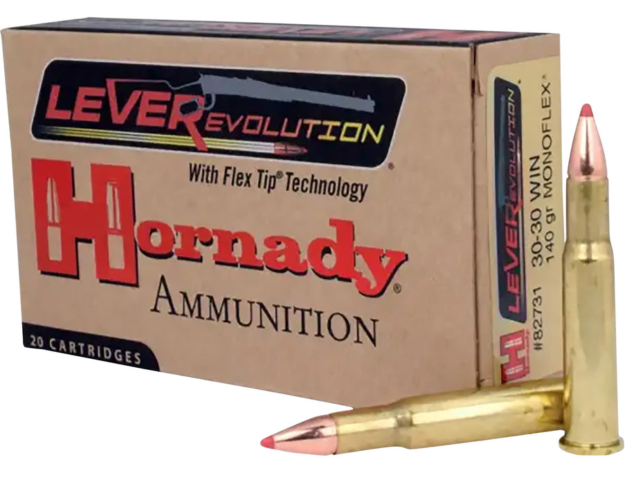 Hornady 82731 LEVERevolution  30-30 Win 140 gr 2465 fps MonoFlex 20 Bx/10 Cs