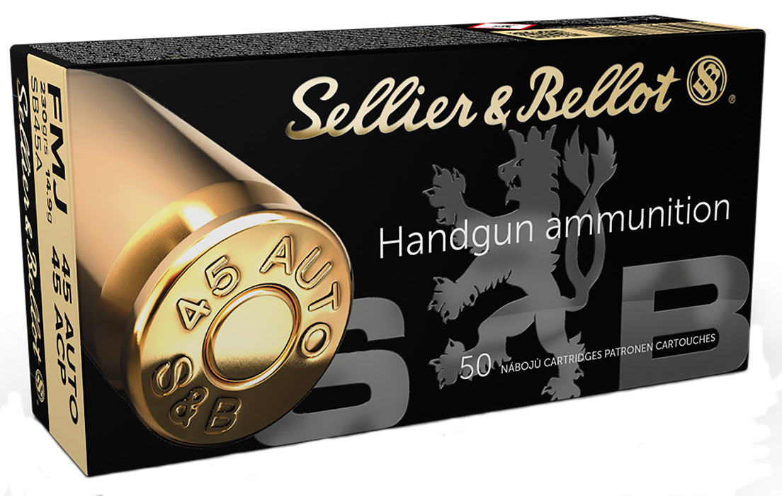 Sellier & Bellot SB45A Handgun  45 ACP 230 gr 853 fps Full Metal Jacket (FMJ) 50 Bx/20 Cs