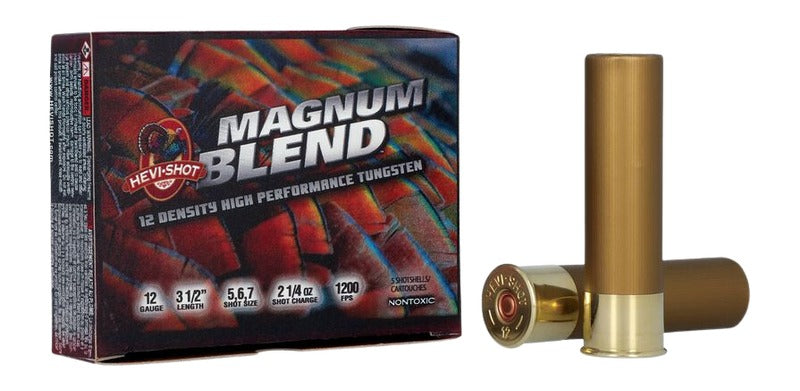 HEVI-Shot HS41205 Magnum Blend  12Gauge 3.50" 2 1/4oz Tungsten 5/6/7Shot 5 Per Box/10 Case