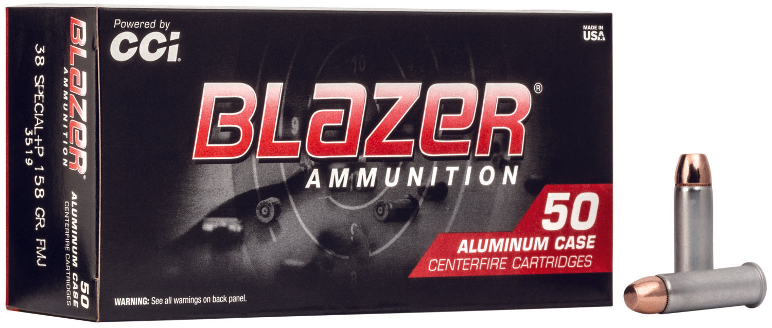 CCI 3519 Blazer  38 Special +P 158 gr 850 fps Total Metal Jacket (TMJ) 50 Bx/20 Cs