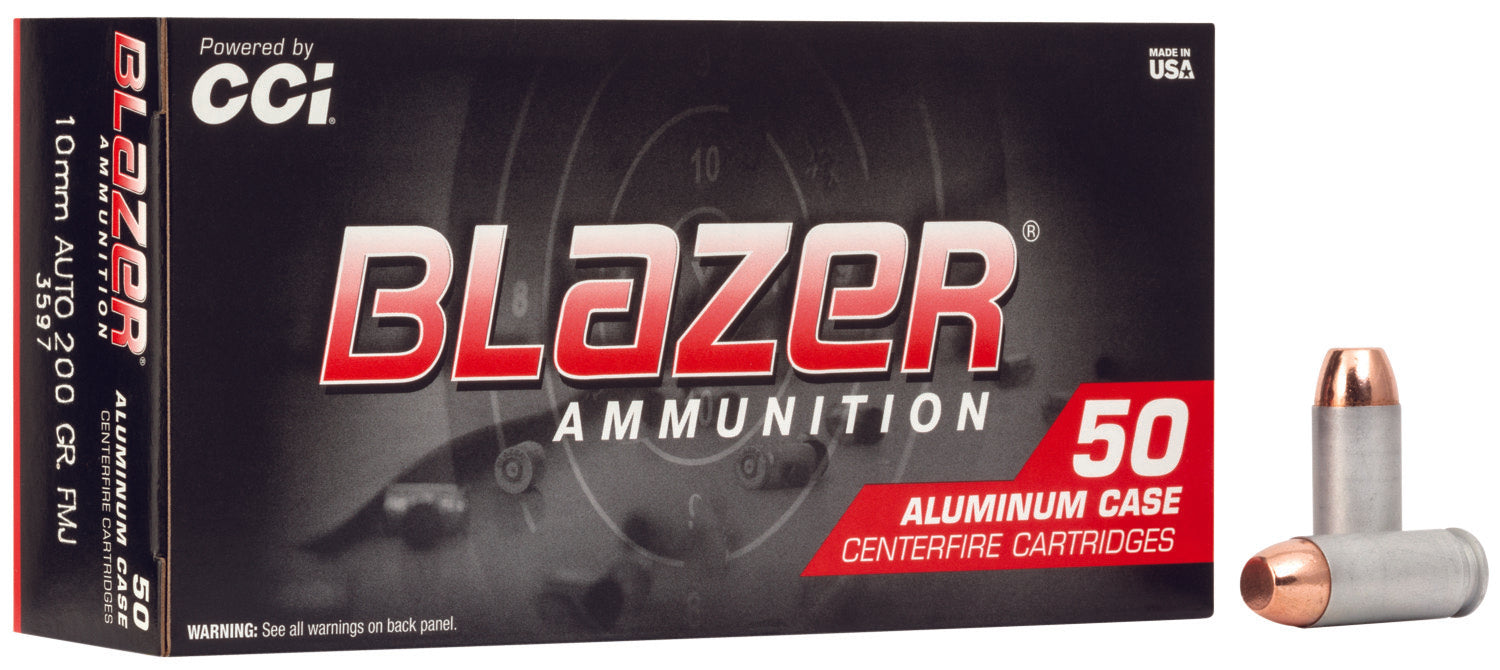 CCI 3597 Blazer  10mm Auto 200 gr 1050 fps Total Metal Jacket (TMJ) 50 Bx/20 Cs