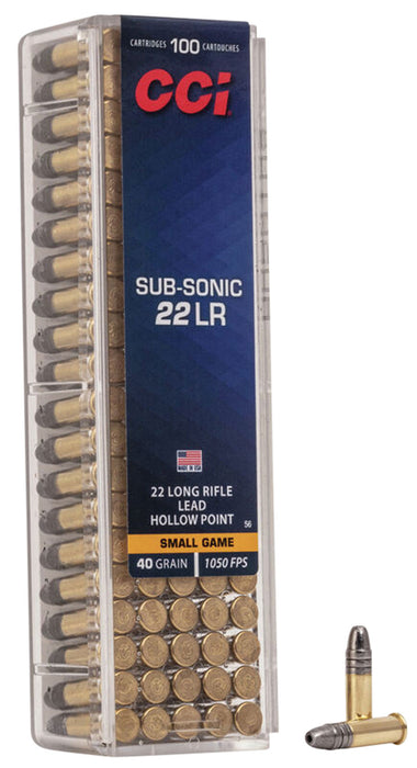 CCI 0056 Subsonic  22 LR 40 gr Lead Hollow Point (LHP) 100 Bx/ 50 Cs