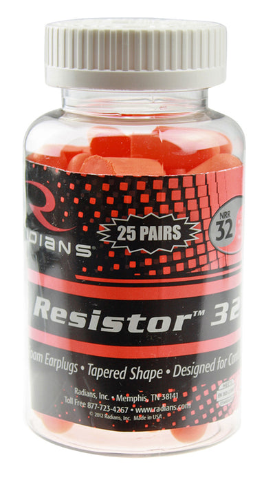 Radians FP70RD25 Resistor Earplugs Foam 32 dB In The Ear Orange Adult 25 Pair