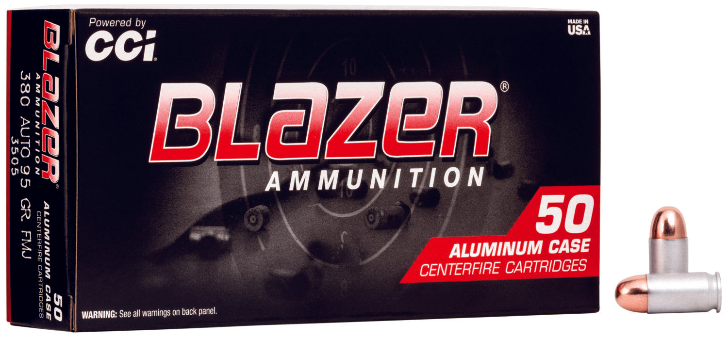 CCI 3505 Blazer  380 ACP 95 gr 945 fps Total Metal Jacket (TMJ) 50 Bx/20 Cs