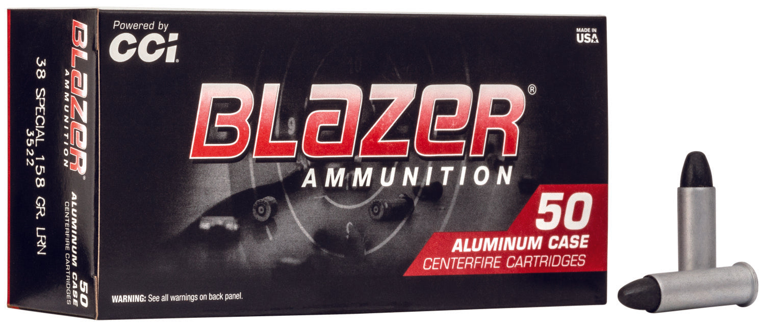 CCI 3522 Blazer  38 Special 158 gr 755 fps Lead Round Nose (LRN) 50 Bx/20 Cs