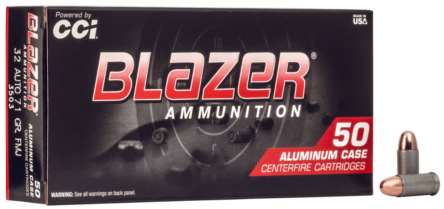 CCI 3503 Blazer  32 ACP 71 gr 900 fps Total Metal Jacket (TMJ) 50 Bx/20 Cs