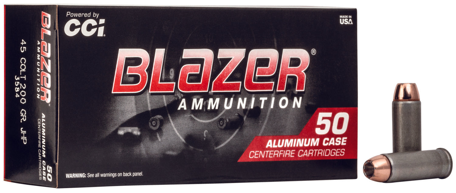 CCI 3584 Blazer  45 Colt (LC) 200 gr 1000 fps Jacketed Hollow Point (JHP) 50 Bx/20 Cs