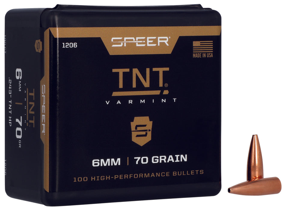 Speer 1206 TNT  6mm .243 70 gr Jacket Hollow Point 100 Per Box/ 5 Case