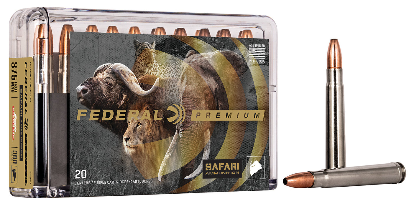 Federal P375SA Premium Safari Cape-Shok 375 H&H Mag 300 gr 2450 fps Swift A-Frame (SWFR) 20 Bx/10 Cs