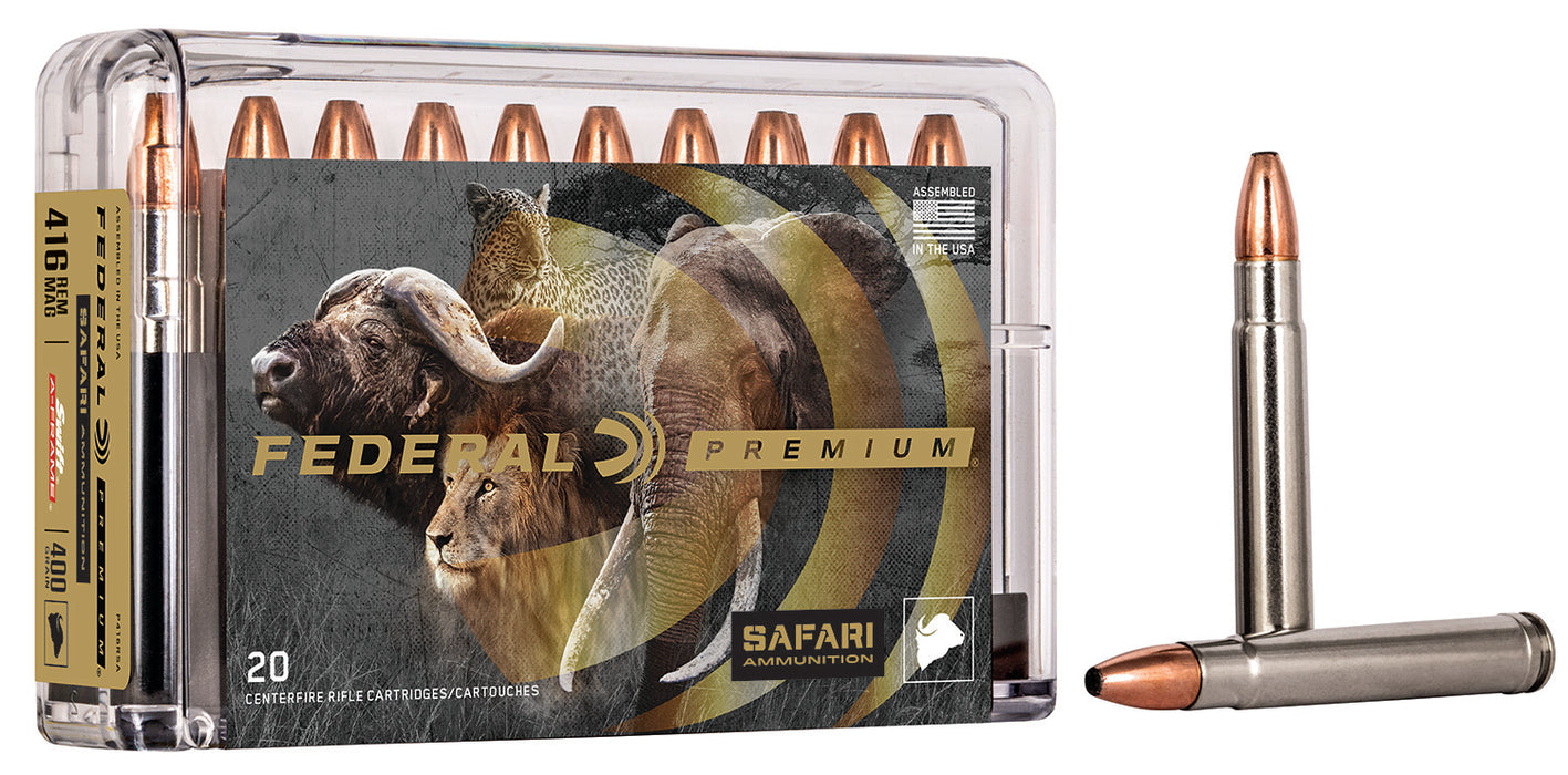 Federal P416RSA Premium Safari Cape-Shok 416 Rem Mag 400 gr 2400 fps Swift A-Frame (SWFR) 20 Bx/10 Cs