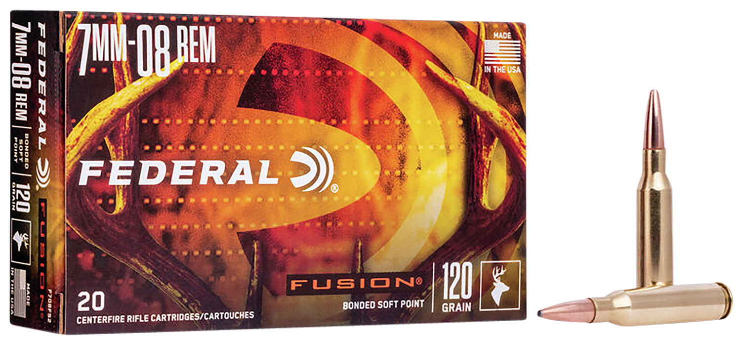 Federal F708FS2 Fusion  7mm-08 Rem 120 gr 3000 fps Fusion Soft Point 20 Bx/10 Cs