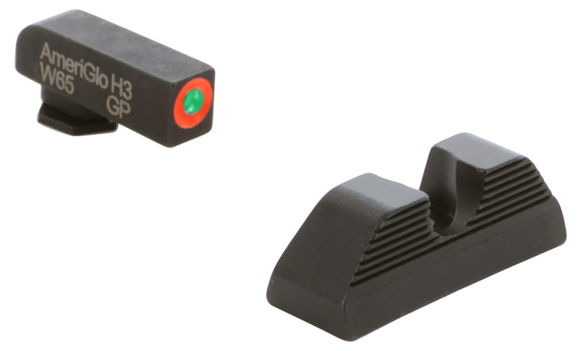 AmeriGlo GL351 Protector Sight Set for Glock  Black | Green Tritium with Orange Outline Front Sight Black Rear Sight