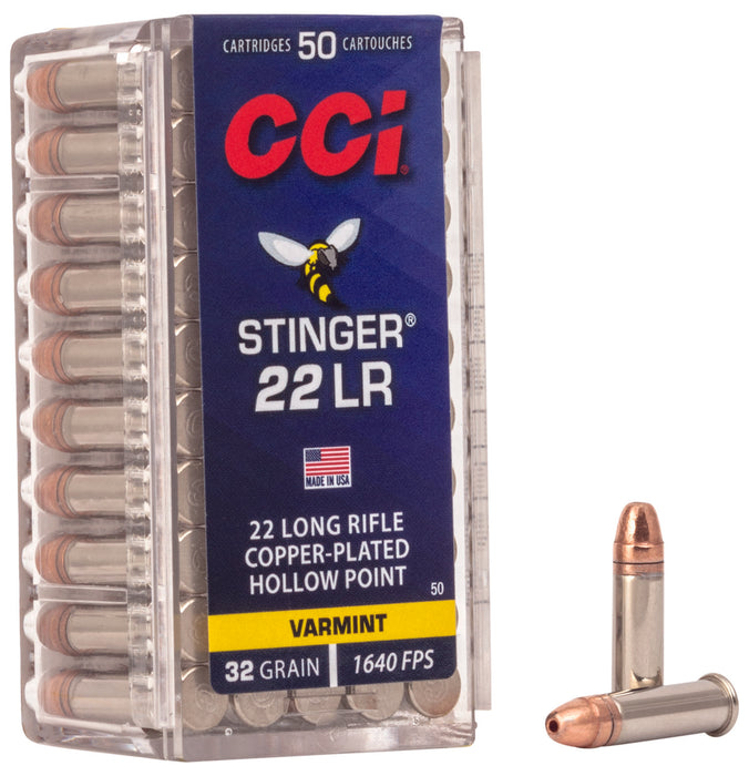 CCI 0050 Stinger  22LR 32gr Copper Plated Hollow Point 50 Per Box/100 Case