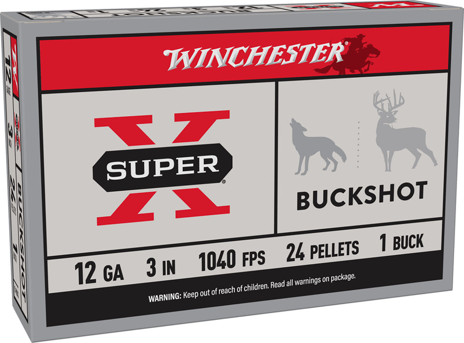 Winchester Ammo XB1231 Super X  12Gauge 3" 1Buck Shot 5 Per Box/50 Case