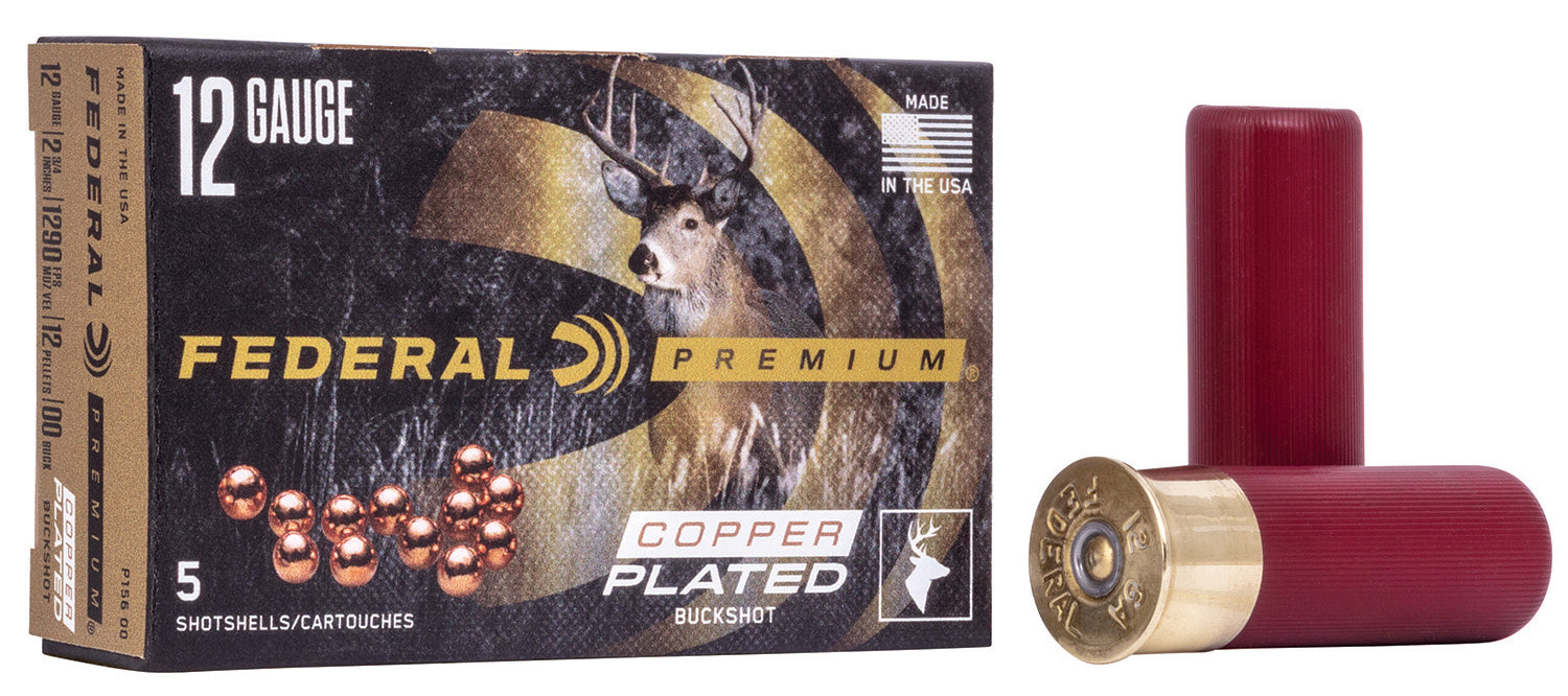 Federal P15600 Premium  12 Gauge 2.75" 1 1/2 oz 1290 fps 00 Buck Shot 5 Bx/50 Cs