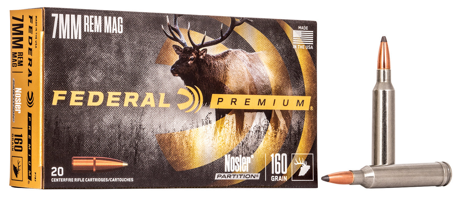 Federal P7RF Premium  7mmRemMag 160gr Nosler Partition 20 Per Box/10 Case