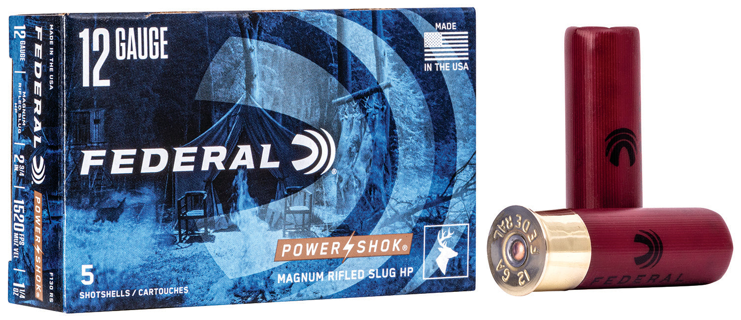 Federal F130RS Power-Shok  12 Gauge 2.75" 1 1/4 oz/547 gr 1520 fps Rifled Slug Shot 5 Bx/50 Cs