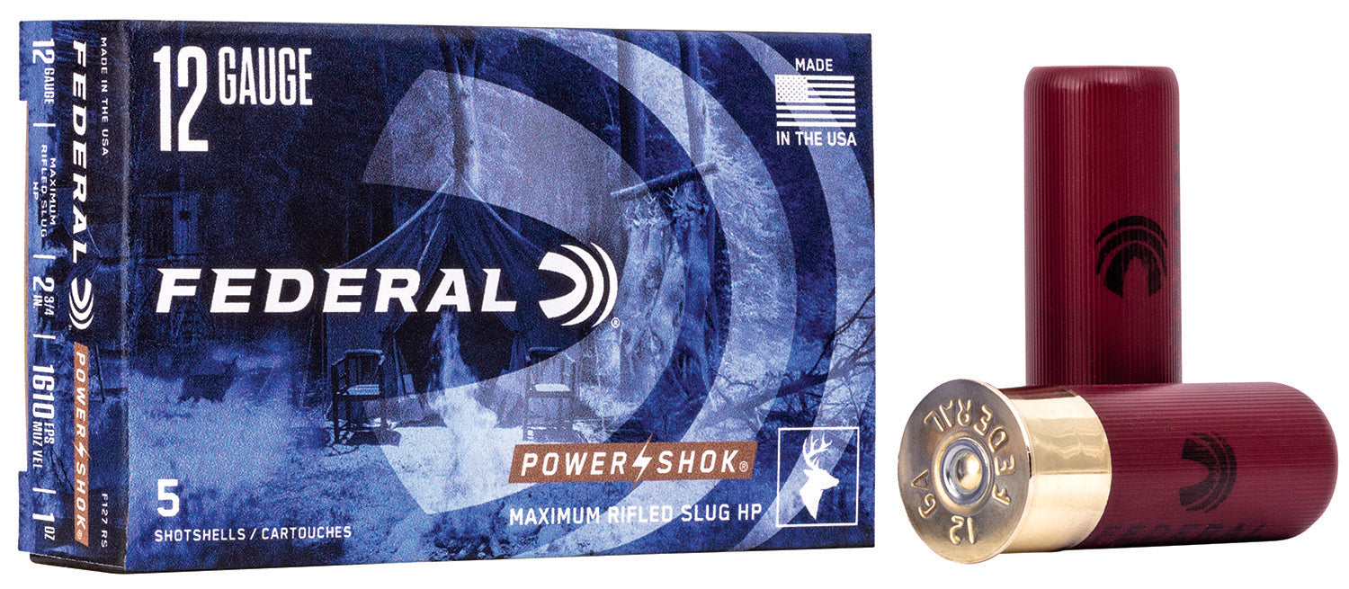 Federal F127RS Power-Shok  12 Gauge 2.75" 1 oz/438 gr 1610 fps Rifled Slug Shot 5 Bx/50 Cs