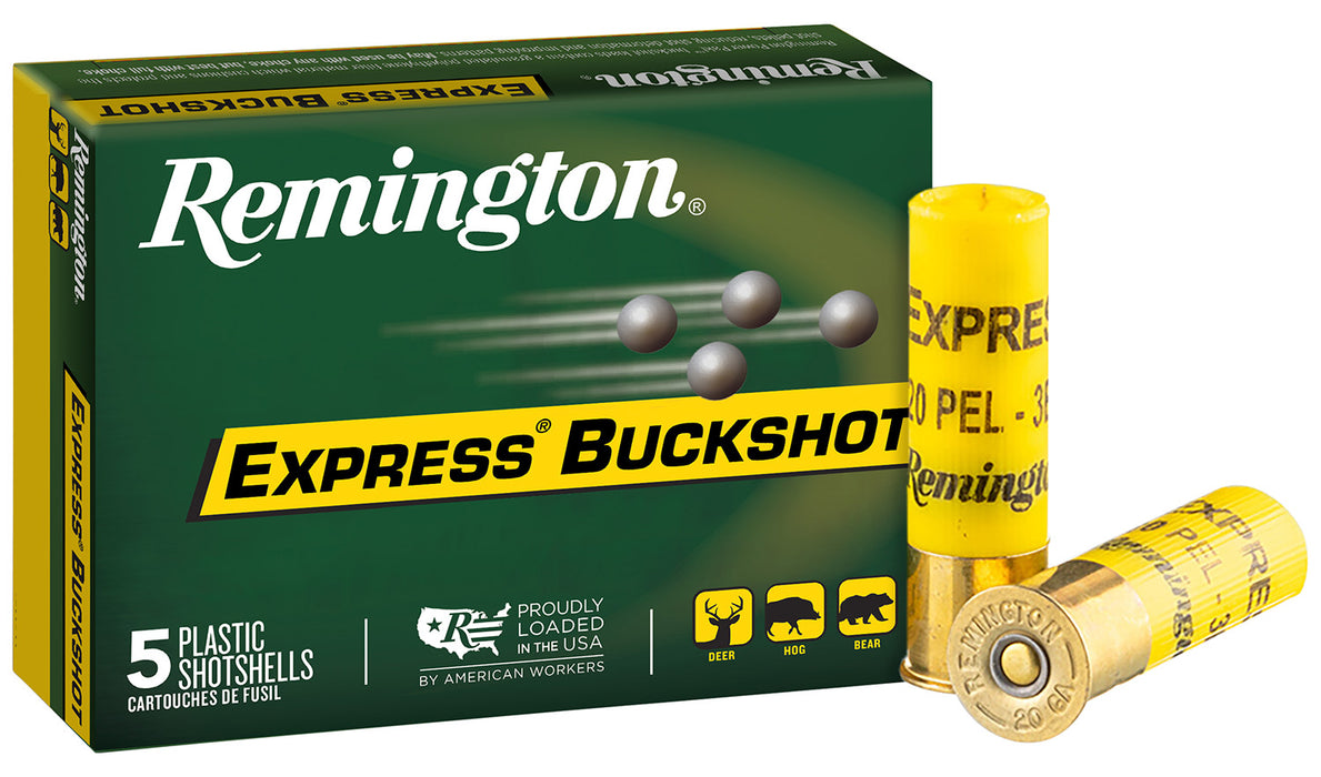 Remington Ammunition 20630 Express  20 Gauge 2.75" 20 Pellets 1220 fps 3 Buck Shot 5 Bx/50 Cs