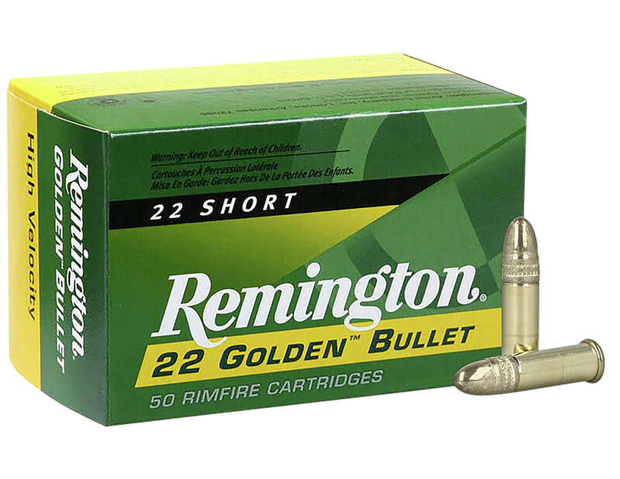 Remington Ammunition 21000 Golden Bullet  22 Short 29 gr Plated Lead Round Nose 50 Bx/ 100 Cs