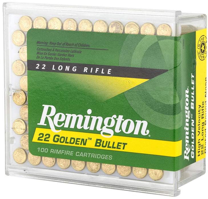 Remington Ammunition 21276 Golden Bullet  22LR 40gr Plated Lead Round Nose 100 Per Box/50 Case