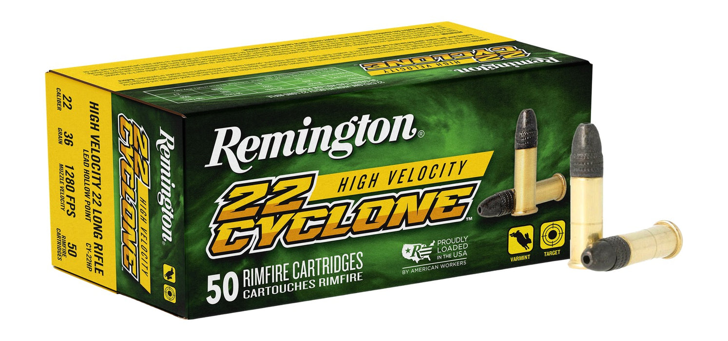 Remington Ammunition 21222 Cyclone Rimfire 22LR 36gr Hollow Point 50 Per Box/100 Case