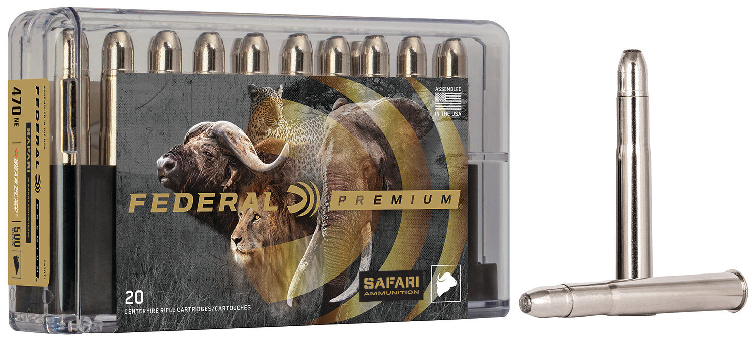 Federal P470T1 Premium Safari Cape-Shok 470 Nitro Express 500 gr 2150 fps Trophy Bonded Bear Claw (TBBC) 20 Bx/10 Cs