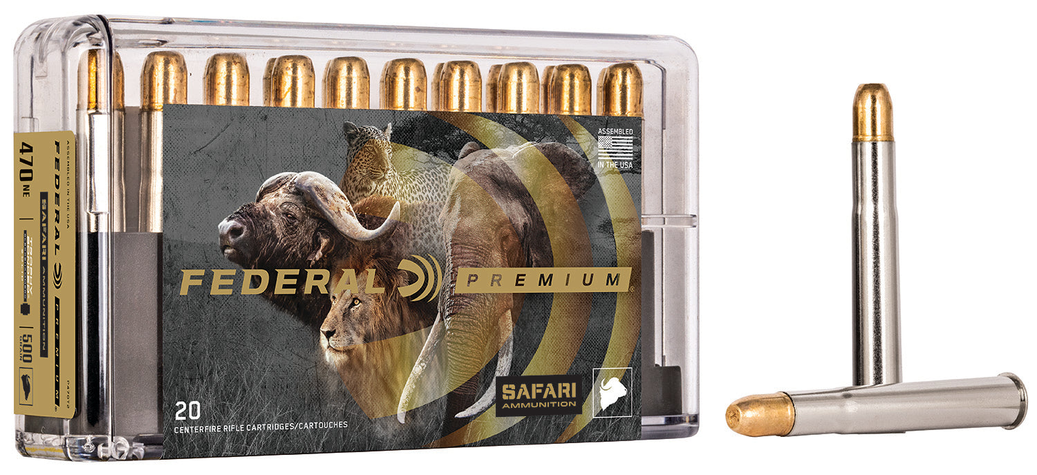 Federal P470T2 Premium Safari Cape-Shok 470 Nitro Express 500 gr 2150 fps Trophy Bonded Sledgehammer Solid (TBSH) 20 Bx/10 Cs