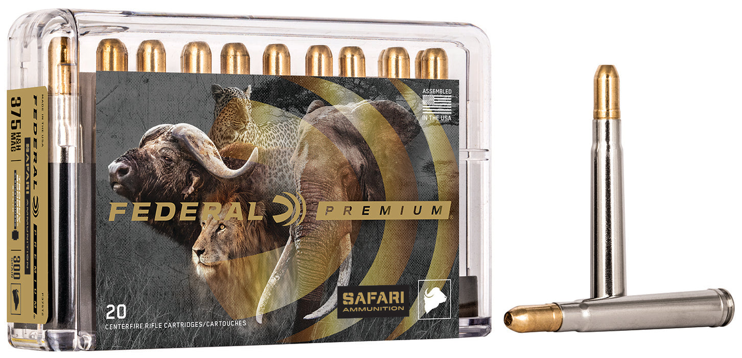 Federal P375T2 Premium Safari Cape-Shok 375 H&H Mag 300 gr 2440 fps Trophy Bonded Sledgehammer Solid (TBSH) 20 Bx/10 Cs