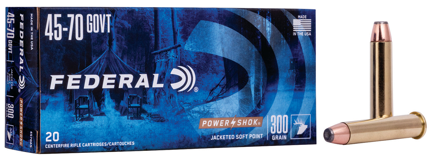 Federal 4570AS Power-Shok  45-70 Gov 300 gr 1850 fps Jacketed Soft Point (JSP) 20 Bx/10 Cs