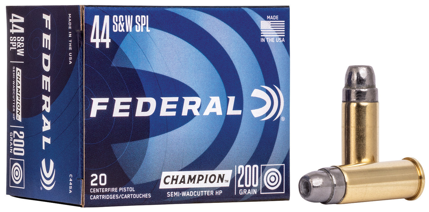 Federal C44SA Champion Training  44 S&W Spl 200 gr 870 fps Semi-Wadcutter Hollow Point (SWCHP) 20 Bx/25 Cs