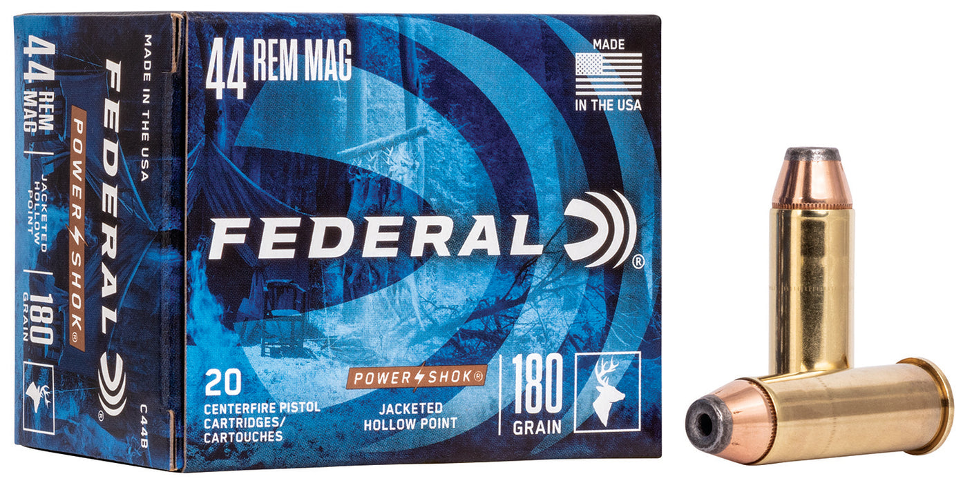 Federal C44B Power-Shok  44 Rem Mag 180 gr Jacketed Hollow Point (JHP) 20 Per Box/25 Cs